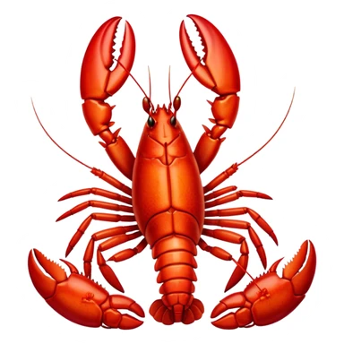 Cinematic bright red rock lobster, detailed hard shell, claws slightly open, freshly cooked, warm glowing tones, rich and indulgent. sticker