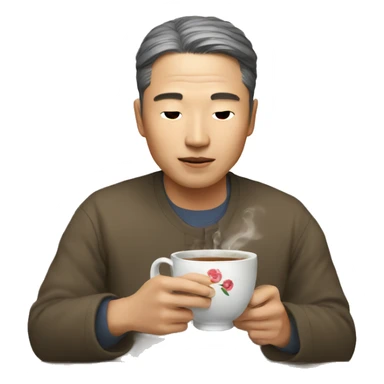 Korean man drinks tea sticker