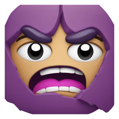angry face with purple broken hearts around it  sticker