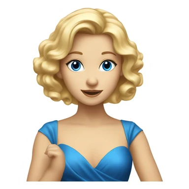 Blonde girl with blue eyes in gold dress dancing sticker