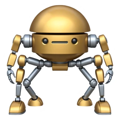 completely symmetrical 4 legged robot. center sphere with 4 evenly spaced legs extending from each side sticker