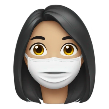 covid mask girl dark hair sticker