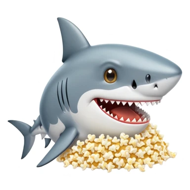 A shark eating popcorn sticker