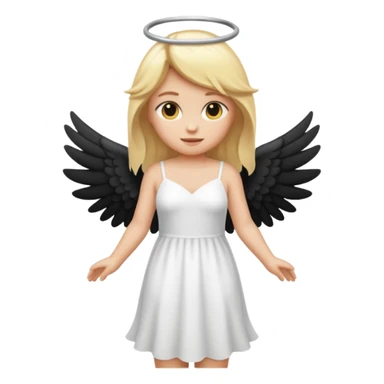 Créé un emojis avec une tenue complète d'ange blanc et des ailes noir de demon sticker