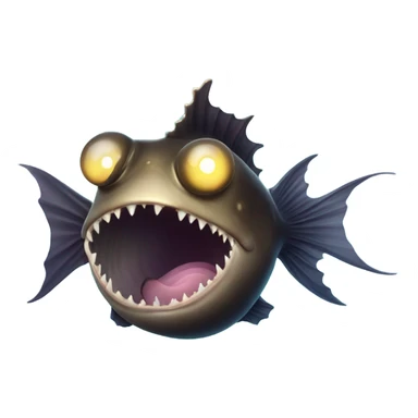 Anglerfish with a glowing lure hanging from its forehead, sharp teeth, and big eyes. sticker
