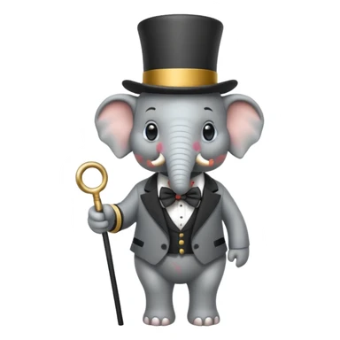 elephant with a top hat and a cane and a monocle  sticker