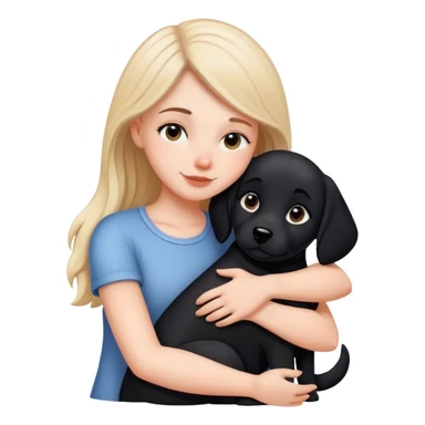 White girl hugging a black dog sticker