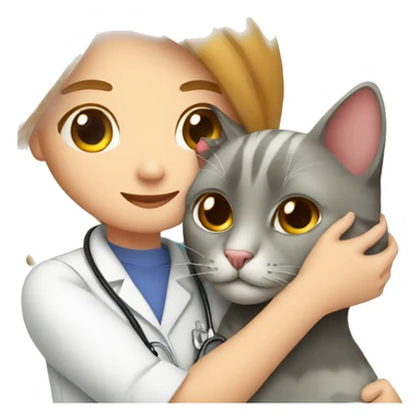 cat cuddles veterinarian girl sticker