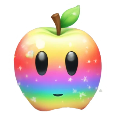 Kawaii rainbow pastel bedazzled apple in an under the sea snow globe  sticker