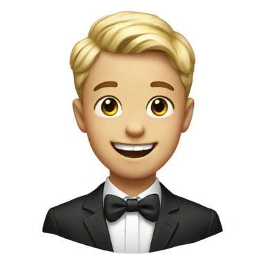 smiling boy in formal attire no teeth sticker