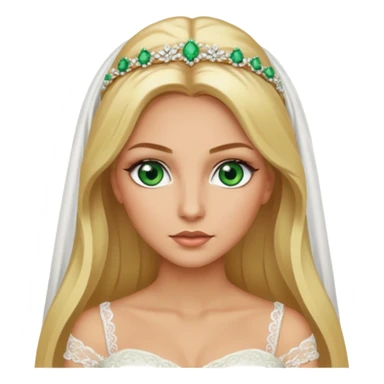Fille cheuveux blond longt yeux vert  maquiller robe de mariage Métisse chronique sticker