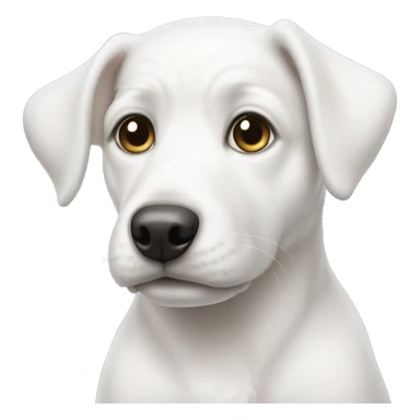 white puppy with a gray spot around left eye sticker
