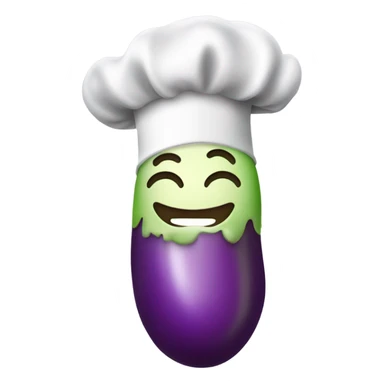 Light pink eggplant emoji with chef’s hat on stem sticker
