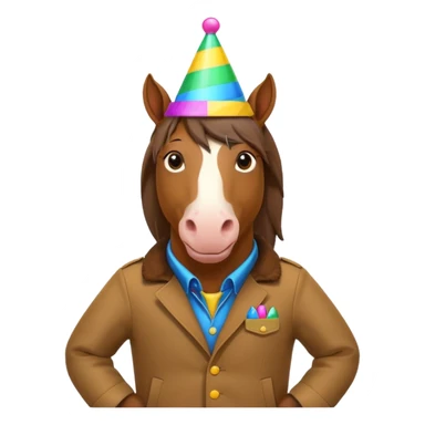 horse in jacket with party hat sticker