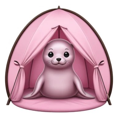 Seal in a light pink tent  sticker