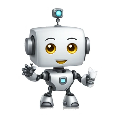 A cute robot with a pleasant smile that greets with a white napkin in hand sticker