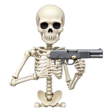 Skeleton with gun sticker