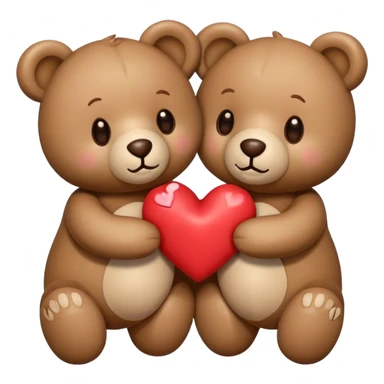 Two teddy bears holding hearts sticker
