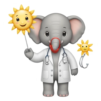Cute elephant in doctor’s uniform bring ray of sunshine with words: hoop jy voel gou-gou beter sticker