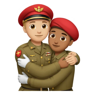 dos soldados dando es un abrazo de solidaridad de fraternidad sticker