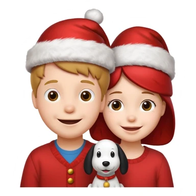 Snoopy wearing and Christmas hat human girl and boy sticker