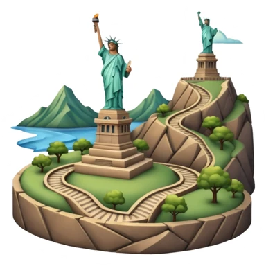 Montaña con con la estatua de la libertad con subida en curva zigzag sticker