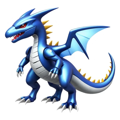 Shiny futuristic Cyber-Kyurem-Garchomp-Latios-Lugia-Fakémon-hybrid-creature (full body)  sticker