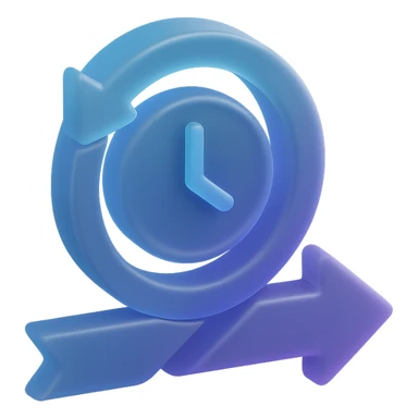 3D emoji in matte glass style with a blue to purple gradient symbolizing fast implementation, agile methodology, and focus on time-to-market. Visualize speed, agility, and efficiency. sticker