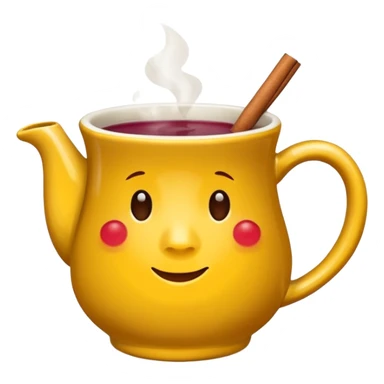 a yellow mug with steaming mulled wine sticker