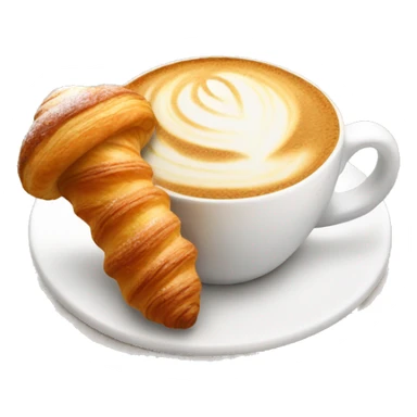 Cup of cappuccino with croissant sticker