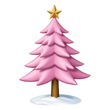 Pink Christmas tree with snow on the branches and a gold star on top no baubles  sticker