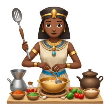 ancient Egyptian cooking scene in hieroglyphic style sticker