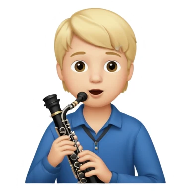 Ragazzo biondo con guance rosse che suona clarinetto sticker