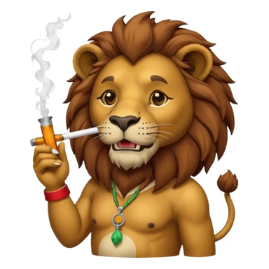 Lion hitting a bong sticker