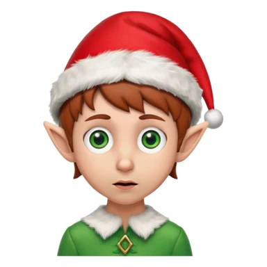 Worried elf on the shelf with red hat and brown hair sticker