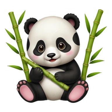 baby panda eating bamboo sticker