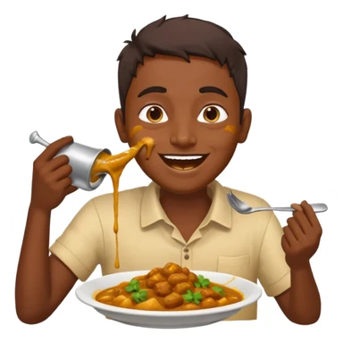 fat indian person chugging curry sticker