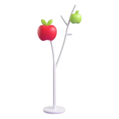 sleek white standing coat rack with apple-inspired minimalist design sticker