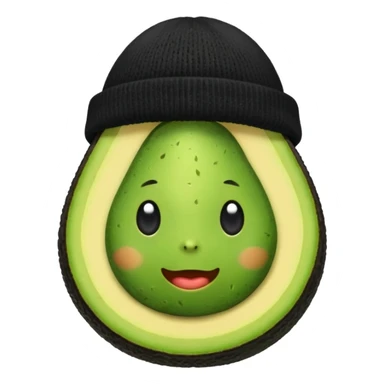 Avocado with a black beanie sticker
