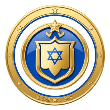 Israeli Premier League champions plate, shiny gold and blue, simple and iconic sticker
