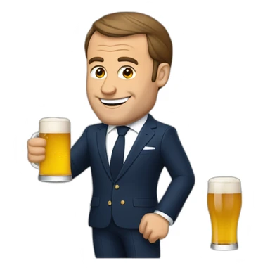 Macron entrain de boire une bière sticker
