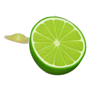 Mouth open biting into a lime, has Green lipstick on sticker