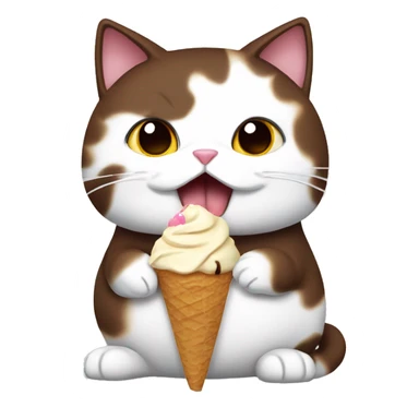 Fat calico cat eating chocolate icecream sticker