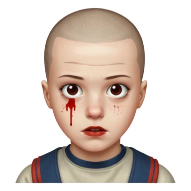 Eleven from stranger things season one buz cut and bloody nose  sticker