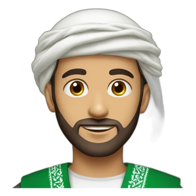A young Arab man with a light Gulf beard wearing a Saudi shemagh sticker