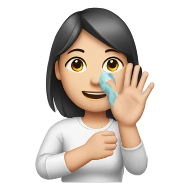 Girl with broken wrist thumb plaster sticker