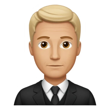 A very handsome successful white man in his 40s. Wearing black but not a suit. Looks like a lawyer. sticker