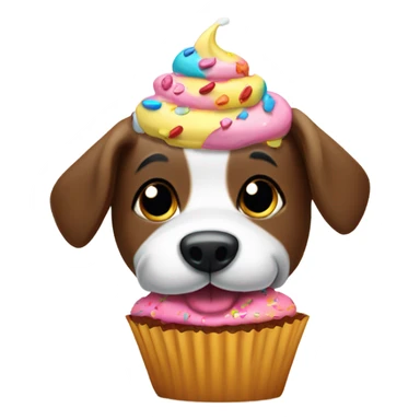 dog eating a cupcake sticker