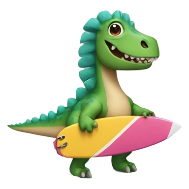 Dinosaur in a surf board riding a tutu  sticker