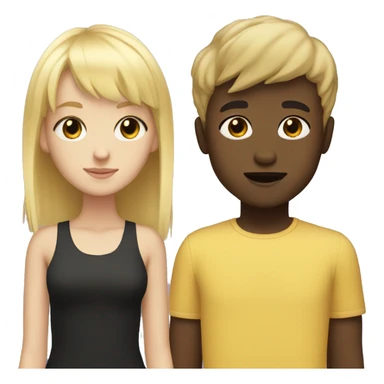 blonde haired girl with a fringe with an black boy that has black short hair sticker